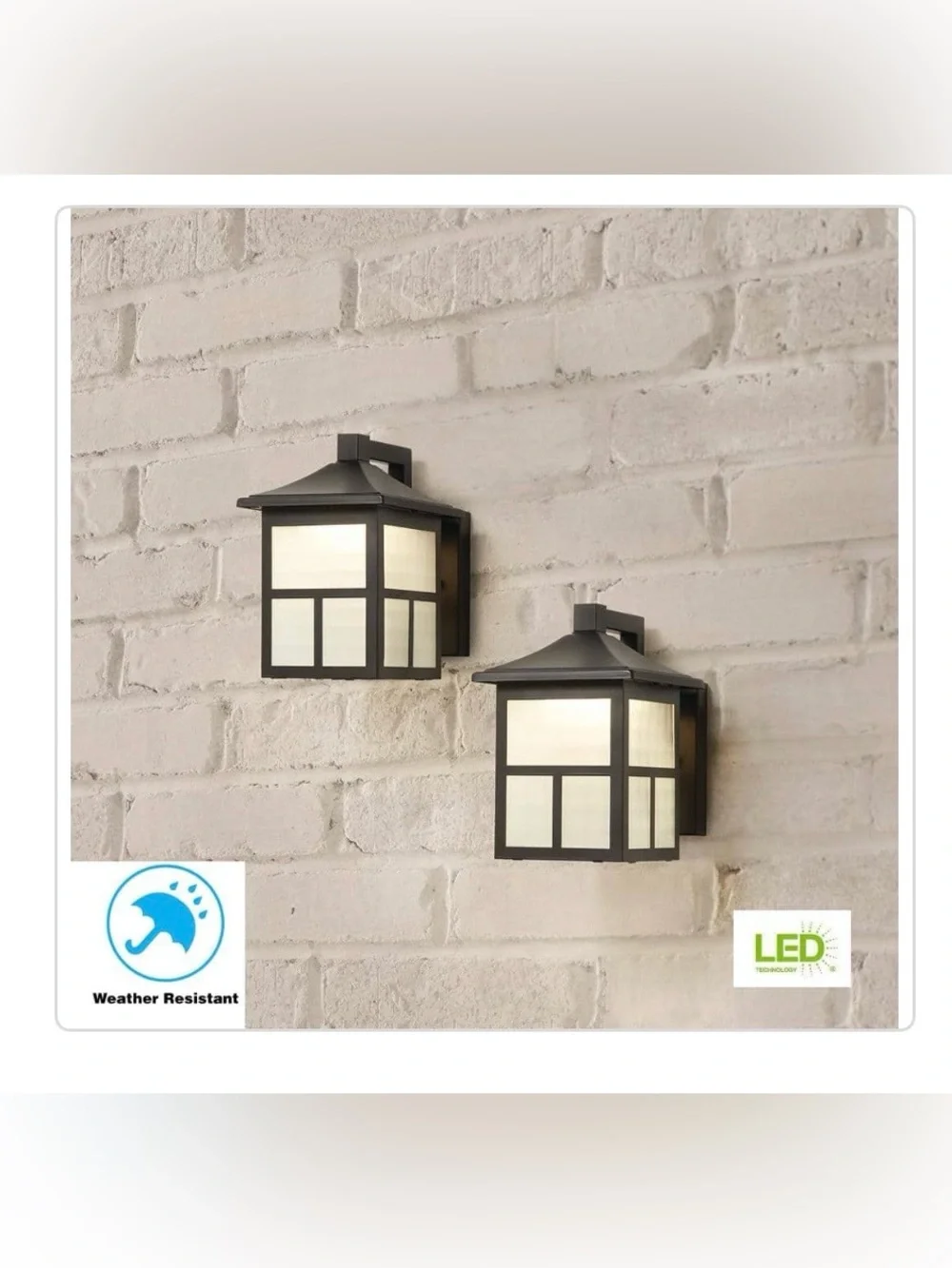 New Hampton Bay Set of 2 black Outdoor Wall Lanterns